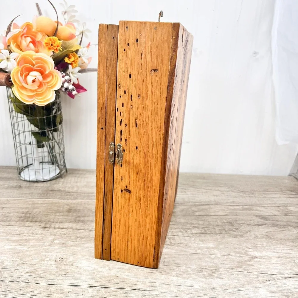 Vintage Natural Wood Curio Cabinet with Glass Door
